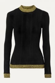 GANNI - Two-tone ribbed cotton-blend sweater at Net A Porter