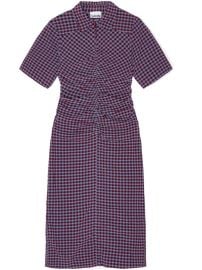 GANNI Gathered Checked Midi Dress - at Farfetch