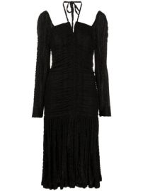 GANNI Halterneck Ruched Dress - at Farfetch