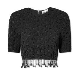 GANNI Knitted Beaded Crop Top Black END US at End Clothing