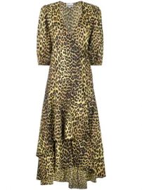 GANNI Minion Leopard Print Wrap Dress - Farfetch at Farfetch