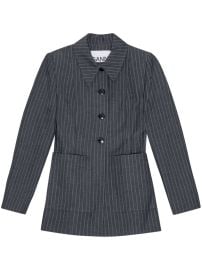 GANNI Pinstripe single-breasted Blazer Grey at Farfetch