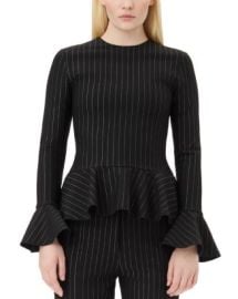 GANNI Stripe Peplum Blouse Bloomingdales at Bloomingdales