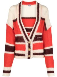 GANNI Striped V-neck Cardigan - at Farfetch