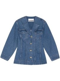 GANNI Tailored Denim Blazer Blue at Farfetch