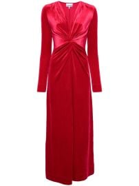 GANNI Twisted Velvet Maxi Dress Red PL at Farfetch