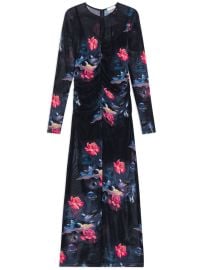 GANNI floral-print Ruched Maxi Dress Black at Farfetch