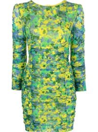 GANNI floral-print Ruched Mesh Dress - at Farfetch