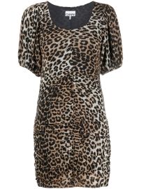 GANNI leopard-print Ruched Mini Dress - at Farfetch