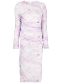 GANNI marble-effect Ruched Midi Dress - Farfetch at Farfetch