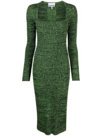 GANNI square-neck Knitted Midi Dress - at Farfetch