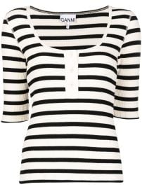 GANNI stripe-pattern Jersey Top - at Farfetch