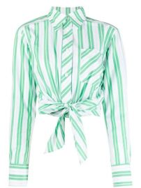 GANNI tie-waist Stripe Shirt - Farfetch at Farfetch