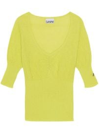 GANNI u-neck Merino Wool Top - at Farfetch