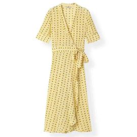 GANNI yellow sunflower daisy wrap midi dress Pippa Middleton EU 40 US 8 eBay at eBay