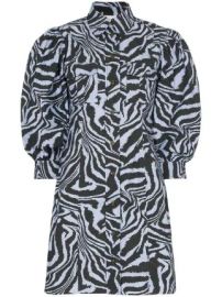 GANNI zebra-print mini shirt dress at Farfetch