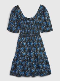 GAP Puff Sleeve Smocked Floral Mini Dress in Blue Ditsy Floral at Gap