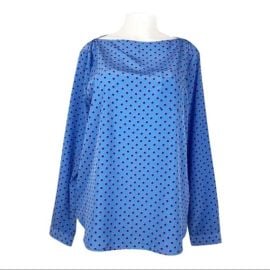 GAP Tops Gap Designed Crafted Women Blouse Large Blue Worange Polka Dot Silky Pullover Poshmark at Poshmark