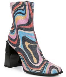 GB Border-Line Glitter Mod Print Fabric Block Heel Booties Dillardx27s at Dillards