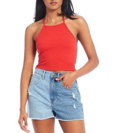 GB High Neck Ribbed Knit Smocked Back Cropped Halter Top Dillardx27s at Dillards