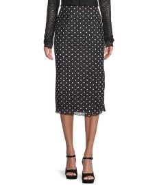 GB Mesh Dotted Side Slit Midi Skirt Dillardx27s at Dillards
