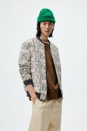 GEOMETRIC JACQUARD BOMBER JACKET - Indigo   United States at Zara