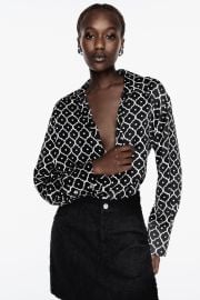 GEOMETRIC PRINT SATIN EFFECT SHIRT at Zara