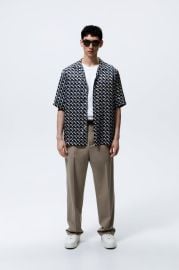 GEOMETRIC PRINT SHIRT - Black   United States at Zara