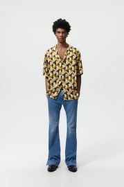 GEOMETRIC PRINT SHIRT - Ocher   United States at Zara