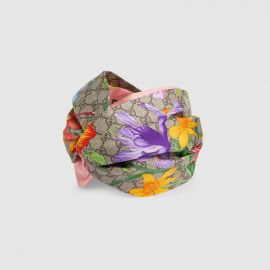 GG Flora Print Silk Headband at Gucci