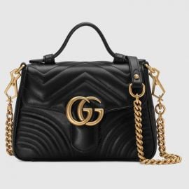 GG Marmont Mini Chevron Leather Satchel Bag by Gucci at Gucci