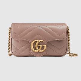 GG Marmont leather super mini bag in dusty pink chevron leather US at Gucci