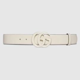 GG Marmont wide belt in white leather US at Gucci