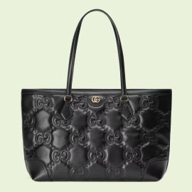 GG Matelass medium tote in black leather US at Gucci