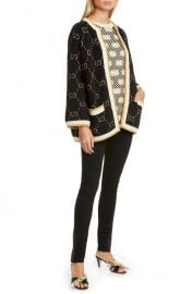 GG Metallic Jacquard Wool Blend Cardigan at Nordstrom