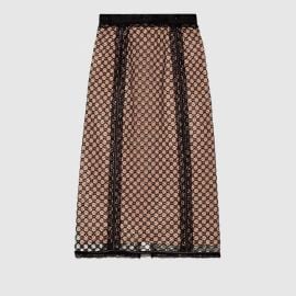 GG Net Skirt with Lace Trims in black by Gucci at Gucci