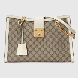 GG Supreme Padlock Medium Shoulder Bag With White Details US at Gucci