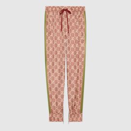 GG Supreme print silk pant in pink and beige US at Gucci