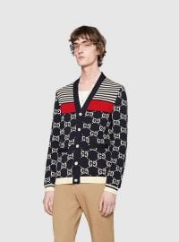 GG and Stripes Knit Cardigan at Gucci