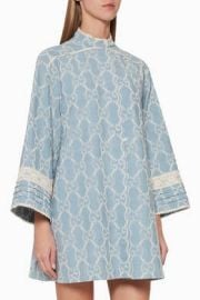 GG embroidered denim dress with lace at Farfetch