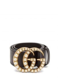 GG faux pearl-embellished leather belt at Matches