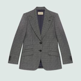 GG wool jacquard jacket in black and grey US at Gucci