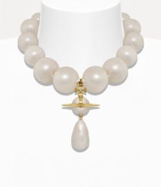 GIANT PEARL DROP NECKLACE in Gold Creamrose Pearl for Women Vivienne Westwood at Vivienne Westwood