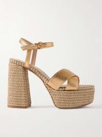 GIANVITO ROSSI Bebe 130 metallic leather espadrille platform sandals at Net a Porter