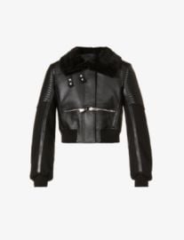 GIVENCHY - Shearling-trim leather jacket com at Selfridges