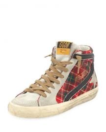 GOLDEN GOOSE SLIDE TARTAN HIGH-TOP SNEAKERS at Last Call