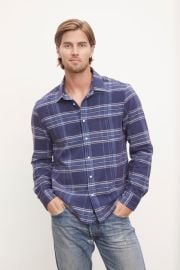 GRADY COTTON FLANNEL PLAID BUTTON-UP SHIRT Velvet by Graham amp Spencer at Velvet