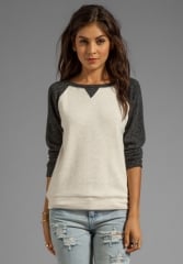 GRAHAM and SPENCER Brushed Sweatshirt in CharcoalOatmeal at Revolve