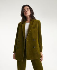 GREEN DOUBLE-BREASTED CORDUROY JACKET at The Kooples