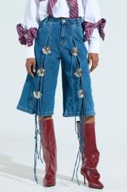 GRUNGE ROSE DENIM BERMUDA SHORTS AKIRA at Akira